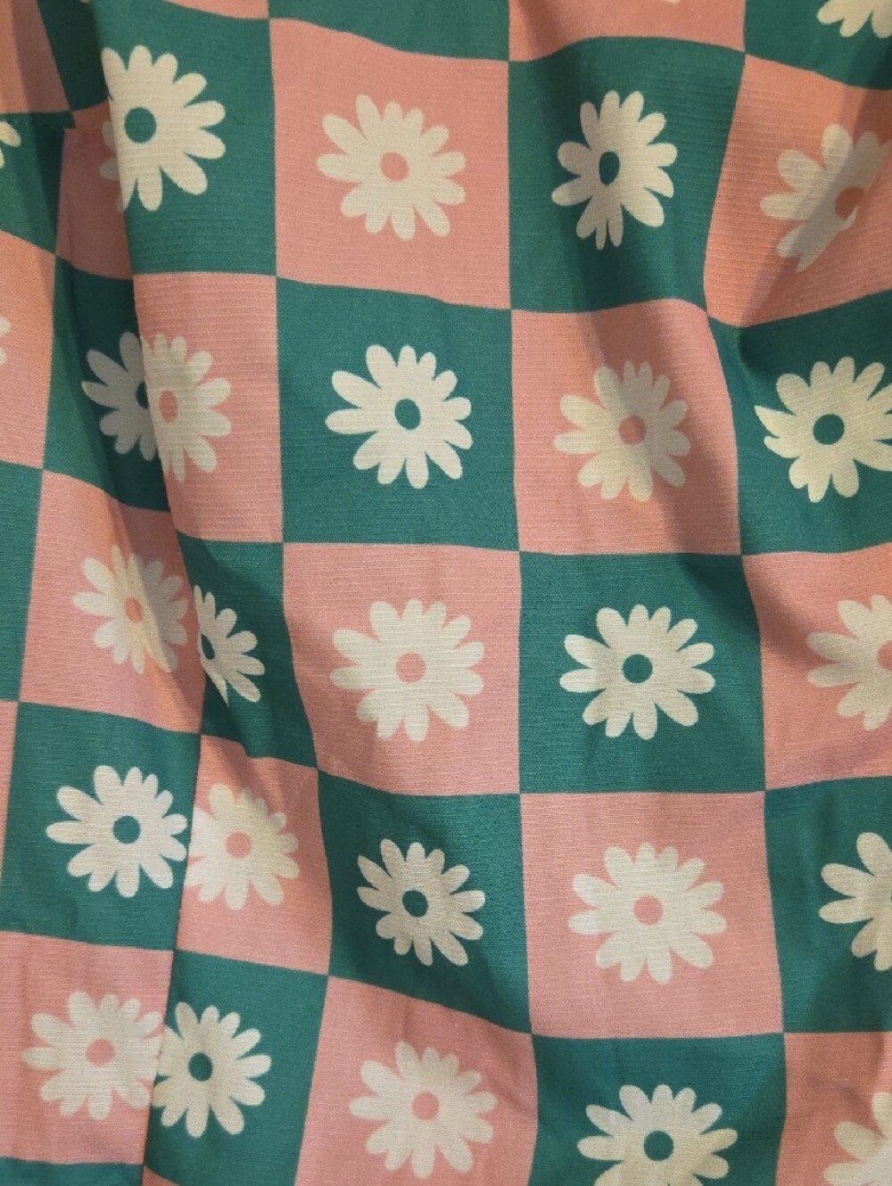 Smak Parlour Unique Vintage Pink & Green Retro Daisy Check Shift Dress - Picture 6 of 6